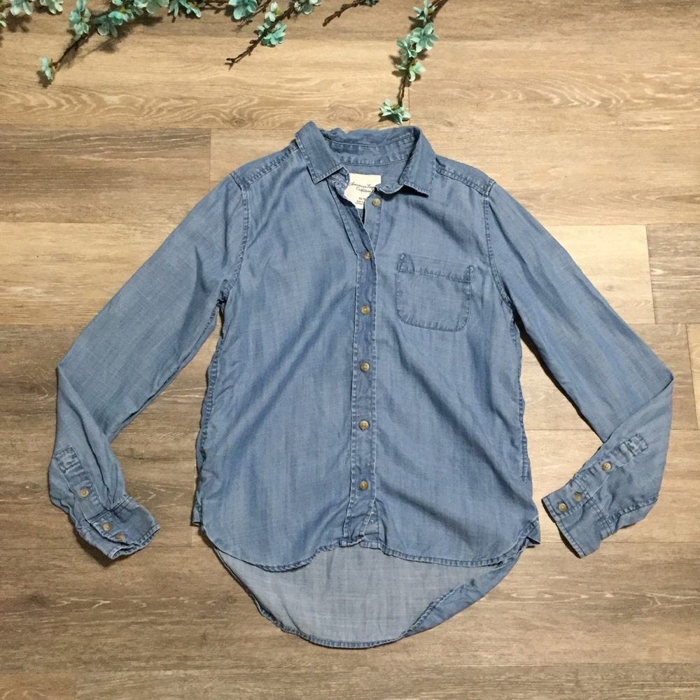 American Eagle Outfitters Chambray Denim Top